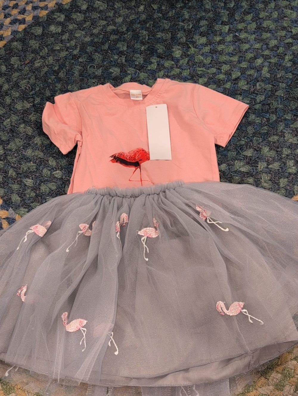 Cute Crew Pink Flamingo Tutu Dress Set for Kids
